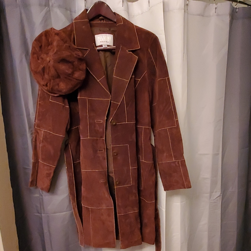 Leather Coat & Hat
